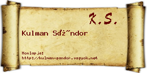 Kulman Sándor névjegykártya